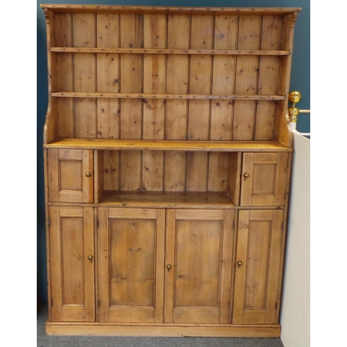 14 - Stripped Pine Kitchen Dresser, 190cm high x 138cm wide x 35cm deep