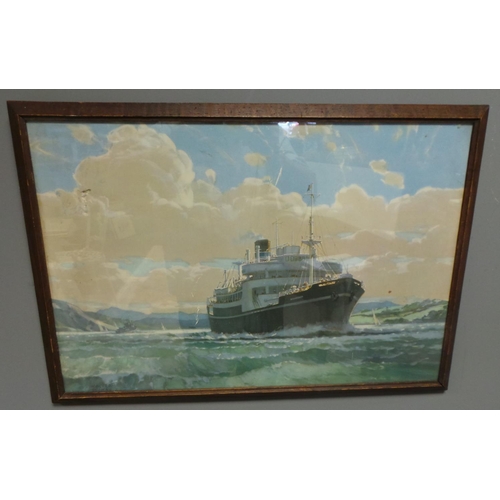 17 - Framed Print 'SS Mahronda Leaving The Clyde', 40cm high x 60cm wide