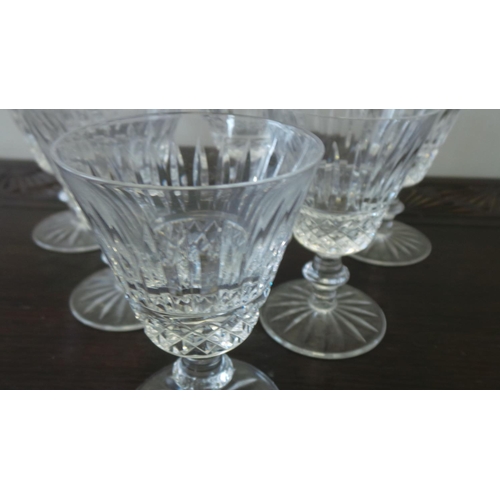 175 - Lot of 6x Waterford Crystal Glasses, 10cm tall, small chip to base of one glass