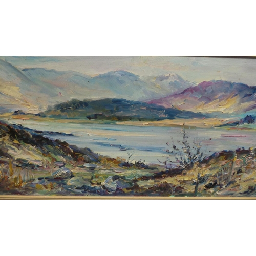 181 - Framed Oil on Board 'Loch Landscape', 36cm high x 77cm wide