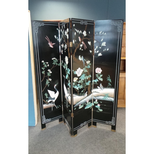 39 - Oriental Tri-Fold Dressing Screen (double sided), 104cm high, each panel 40cm