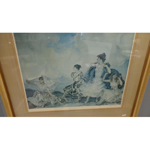 236 - Framed Signed Russell Flint Print, 67cm high x 78cm wide