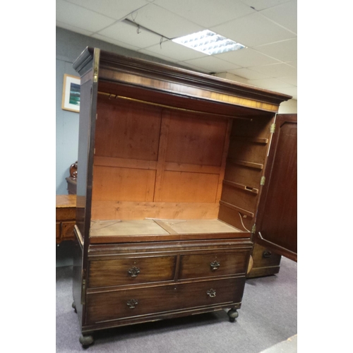 268 - Victorian Mahogany Linen Cupboard, 195cm high x 140cm wide x 60cm deep approx