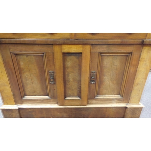 308 - Victorian Mahogany Two Door Bookcase over Cupboard with mirror back