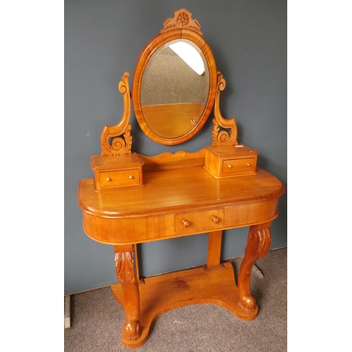 325 - Satin Walnut Duchess Dressing Table with Drawer and Mirror