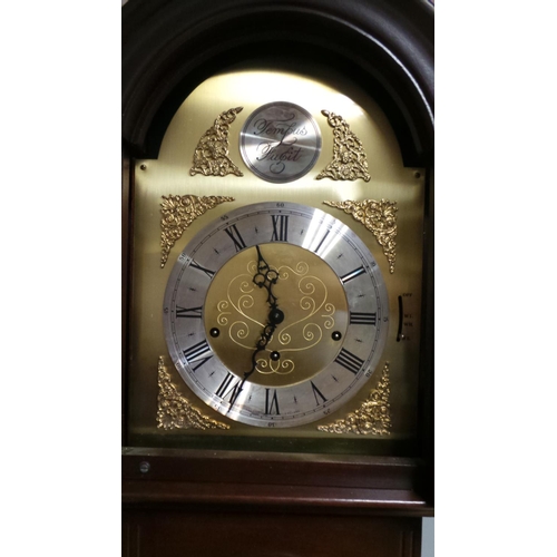 341 - Reproduction Mahogany Grandfather Clock Tempus Fugit