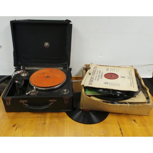 366 - Table Top Gramophone and records