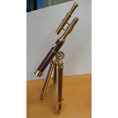 387 - Brass and Wood Telescope on Stand