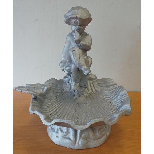 389 - Silver Cherub Garden Bird Bath