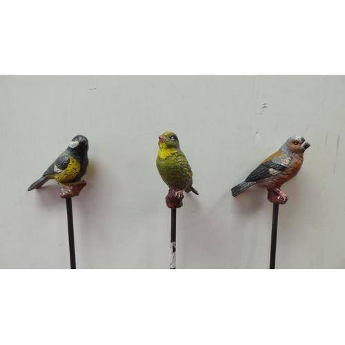 391 - Set of 3x Garden Bird Ornaments on Stands