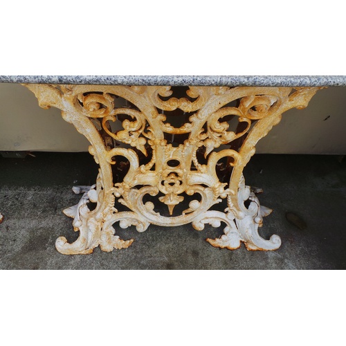 439 - Cast Iron Table with Marble Top