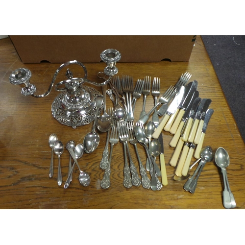 464 - Assorted Lot of Cutlery, Candelabra Etc.