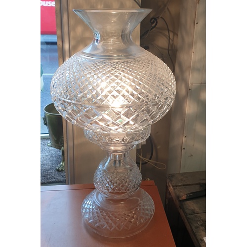 132 - Waterford Crystal Glass Table Lamp and Shade, 18 1/2