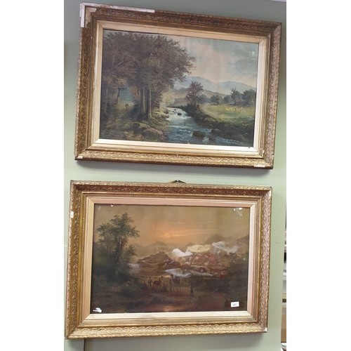 455 - Lot of 2x Antique Framed Oil On Canvas Pictures