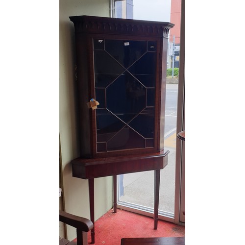 357 - Mahogany Corner Cabinet on stand