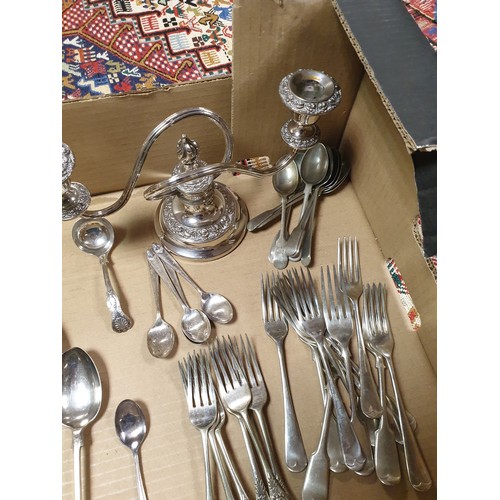 464 - Assorted Lot of Cutlery, Candelabra Etc.