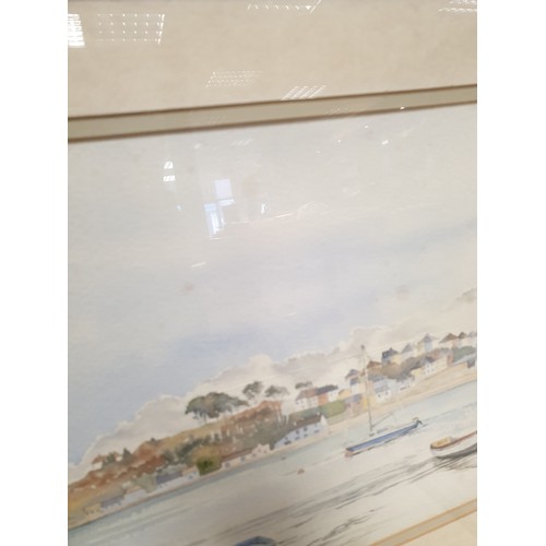 102 - Framed Watercolour 'Saltash Passage' by Rosemary Morgan, 38cm high x 56cm wide