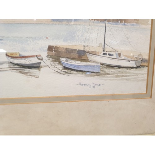 102 - Framed Watercolour 'Saltash Passage' by Rosemary Morgan, 38cm high x 56cm wide