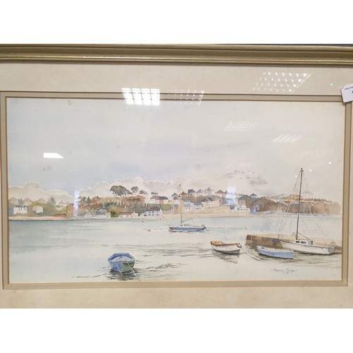 102 - Framed Watercolour 'Saltash Passage' by Rosemary Morgan, 38cm high x 56cm wide