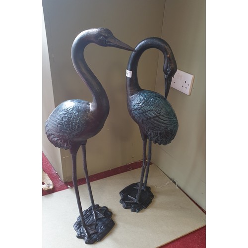 451 - Pair of Crane Ornaments, 74cm - beak on back 76cm -head up