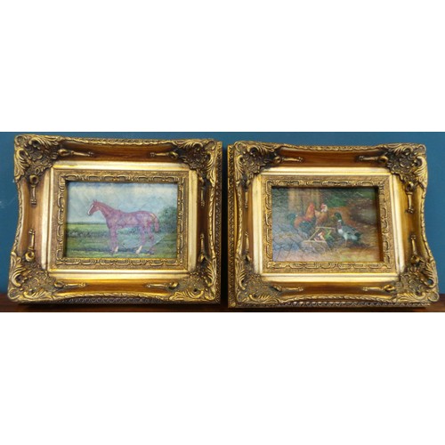 27 - Pair of Paintings: Horse & Poultry