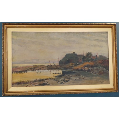 47 - Coastal Scene, Painting signed M. Himsley, 1917