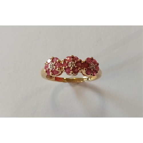 108 - 9ct Ruby and Diamond Cluster Ring - Size M 1/2