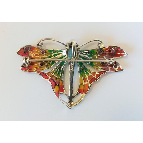 112 - Silver Enamel Butterfly Brooch, 6cm Wing Span