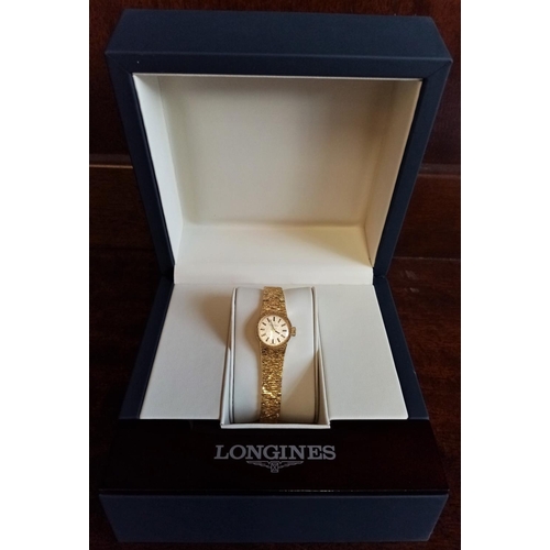 127 - Ladies Longines Bracelet Watch in Box, with Extra Links