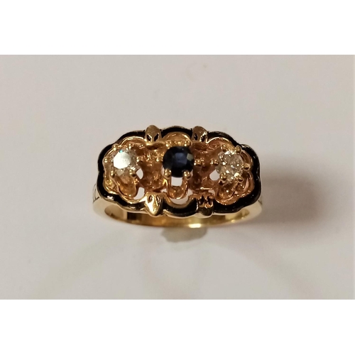 302 - 18ct Enamel Diamond Ring - Size L