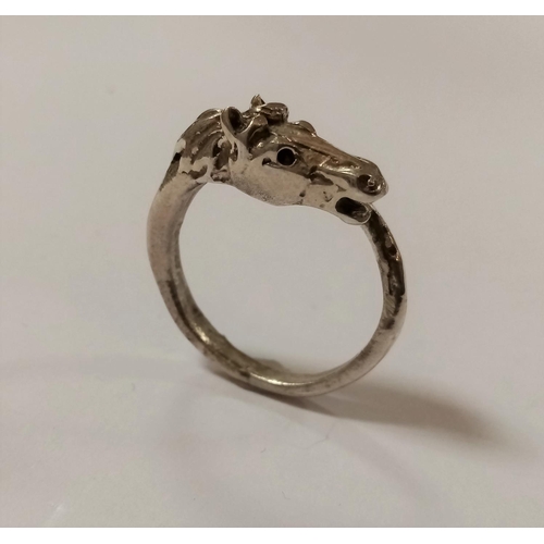 303 - Silver Horse Head Ring - Size Q 1/2