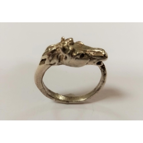 303 - Silver Horse Head Ring - Size Q 1/2