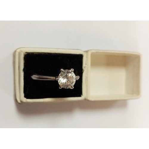 305 - Silver Solitaire Ring - Size P