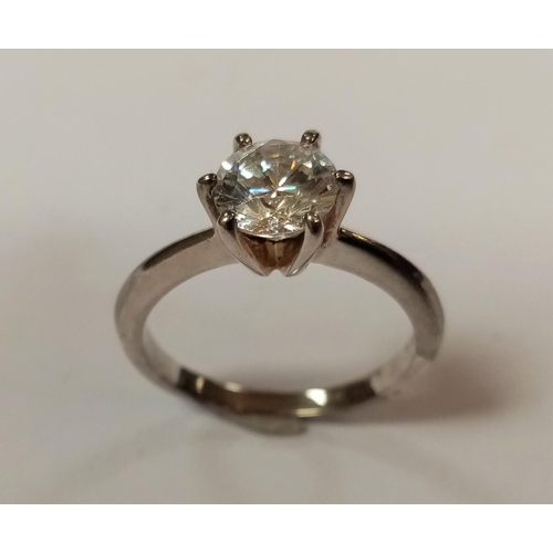 305 - Silver Solitaire Ring - Size P