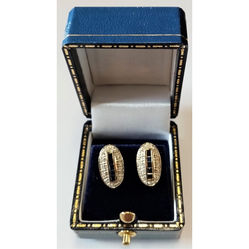 307 - Pair Gold Diamond and Sapphire Earrings