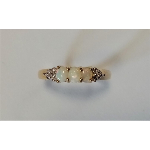 311 - 9ct Opal and Diamond Cluster Ring - Size P 1/2