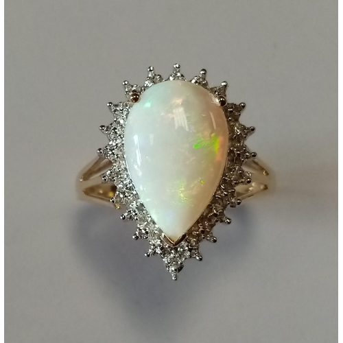 312 - 9ct Opal and Diamond Cluster Ring - Size O