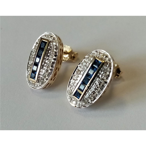 316 - 9ct Diamond and Sapphire Earrings