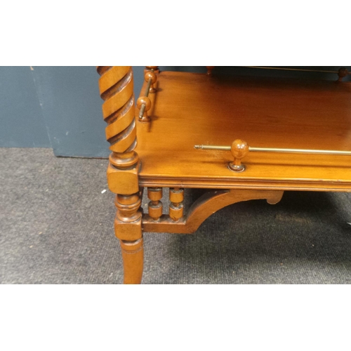 10 - Mahogany Occasional Table with Shelf and brass rail, in excellent condition Height: 34