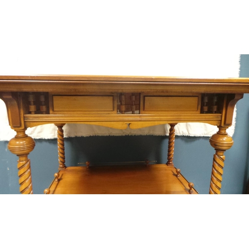 10 - Mahogany Occasional Table with Shelf and brass rail, in excellent condition Height: 34