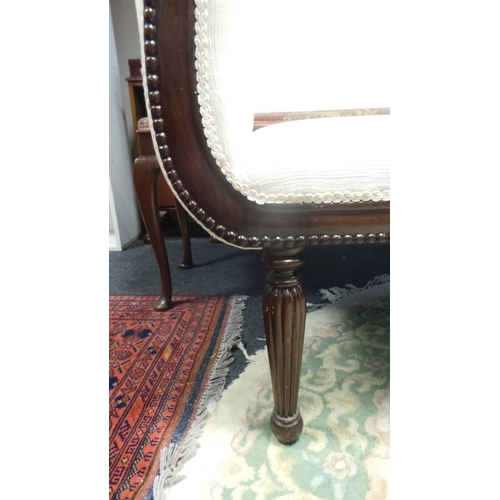 54 - Reproduction Mahogany Double Ended Window Seat Newly Upholstered