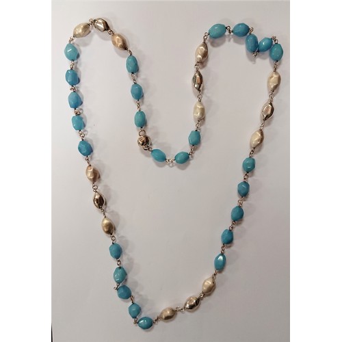 322 - Lot of 3 Necklaces: Blue Beaded Necklace - 36