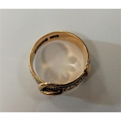 336 - 9ct Gold Antique Buckle Ring - Size: N