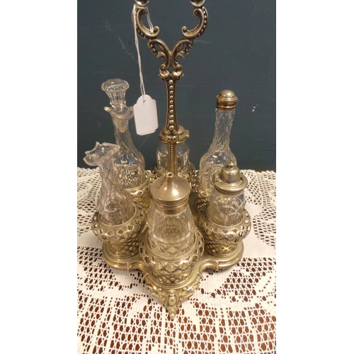 145 - Victorian 6 Piece Cruet Set (some silver mounted)