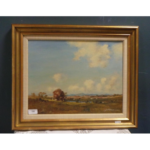 166 - Gilt Framed Oil on Board Country Landscape by John Coch