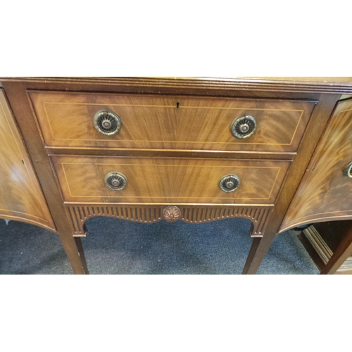 196 - Inlaid 2 Drawer 2 Door Pedestal Sideboard (height 86cm x length 137cm x depth 53cm)