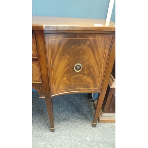 196 - Inlaid 2 Drawer 2 Door Pedestal Sideboard (height 86cm x length 137cm x depth 53cm)