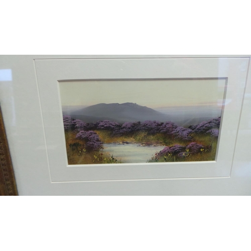 201 - Oil in Gilt Frame - Lake and Mountain Scene (42cm x 38cm)