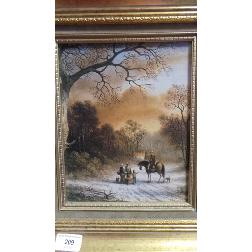 209 - Lot of 2 Oil on Canvas in Git Frames - Horse & Woodland Scenes (32cm x 40cm)