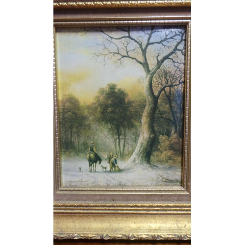 209 - Lot of 2 Oil on Canvas in Git Frames - Horse & Woodland Scenes (32cm x 40cm)